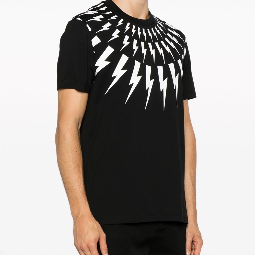 Neil Barrett Black and White Lightning Bolt Tee
